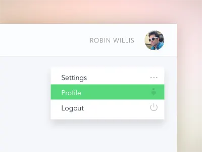 Rotation: User Drop Down Menu Detail detail flat green interface menu ui ux white