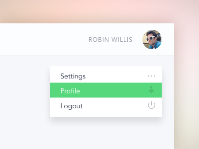 Rotation: User Drop Down Menu Detail detail flat green interface menu ui ux white