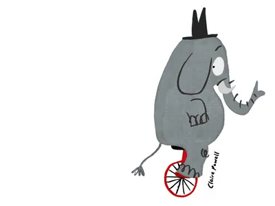 Unicycle character circus elephant hat illustration suspicious unicycle