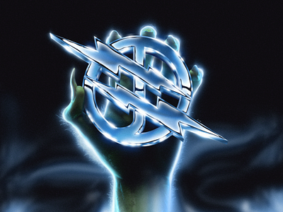 Happy Halloween 80s chrome design