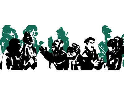 Dîner de têtes black character dinner dîner illustration party people personne photoshop