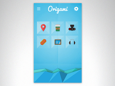 Pure UI concept button colored icons fold menu origami ui