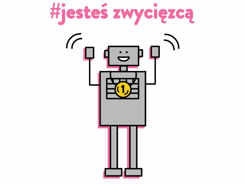 Robot wins! animation flat fun gif kids pink programming robot robotics simple svg vector