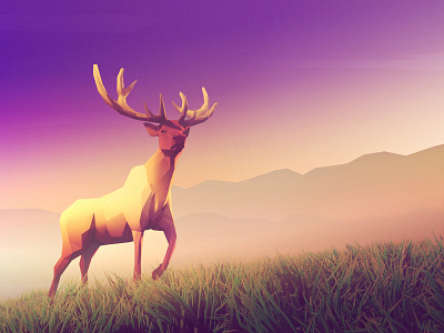 Elk animal deer elk low poly nature