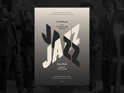 Jazz Jazz banner black and white branding concert digital flyer illustration jazz music piano poster print retro sax sepia trumpet type typography