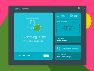 "Blue Antivirus" UI Exploration antivirus blue desktop application exploration security ui user interface