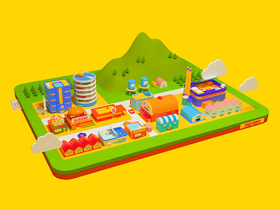 Toy City ver.2 3d c4d cinema4d colorful cute isometric miniature octane toy