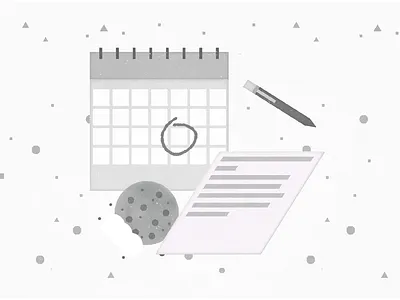 Schedule and Record bnw bw calander cookie grey scale illustration notes paper pen pencil texture