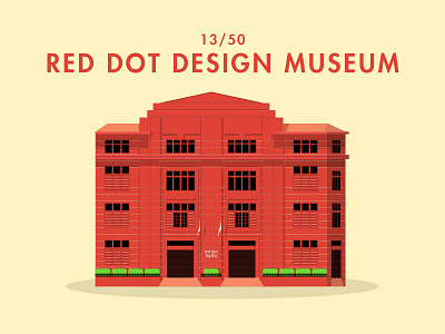 13/50: Red Dot Design Museum architecture buildings flat design illustration red dot singapore