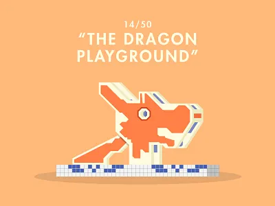 14/50: The Dragon Playground architecture buildings flat design illustration playground singapore