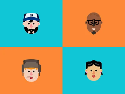 Faces Of The World beard cap character design eyeglasses face giants head shape simple ushanka world