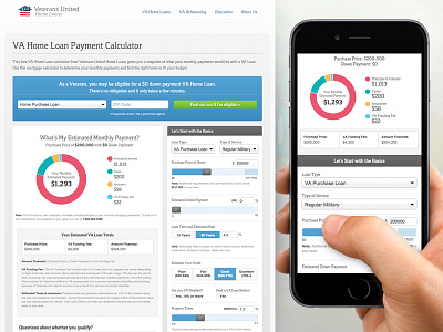 Mortgage Calculator calculator donut chart dropdown form lead form mortgage sliders va va loan va mortgage