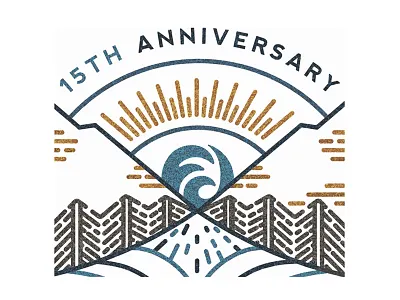 15th Anniversary Mark color denver design flowing line river trees wilderness