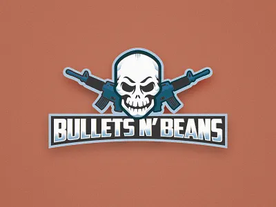 Bullets N' Beans - Logo branding color design gradient graphic gun icon illustration logo skull sports vector