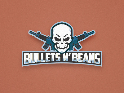 Bullets N' Beans - Logo branding color design gradient graphic gun icon illustration logo skull sports vector