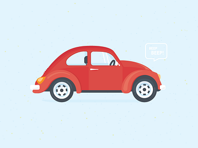 Beep beep car empty flat illustration red shopify state volkswagen