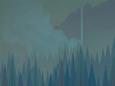 Forest forest geometric illustration mountain star trees wars waterfall