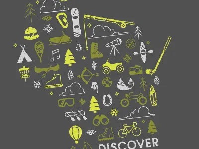 Discover the Wisconsin State of Mind discover iconography icons illustration state tshirt wi wisconsin