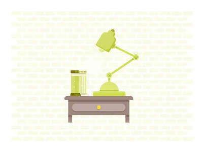 Seen or Heard? brick icon illustration lamp light secret sauce table