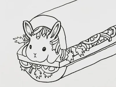 Bun Mi banh mi brush pen bunny ink inktober pun rabbit