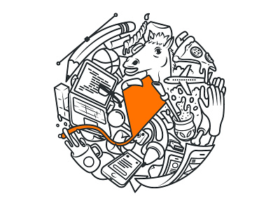 One day on Aerolab bezier coffee day food horse illustration life office people pizza vector