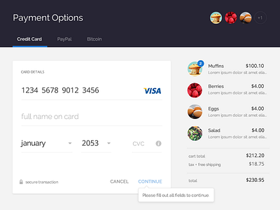 Credit Card Checkout :: Daily UI - 002 002 card checkout credit card daily flat material retail ui