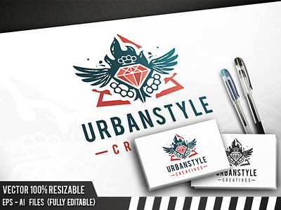 Urban Style Logo design studio diamond eagle fire flame freedom grunge knuckle media skull video games wings