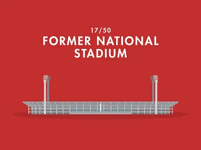 17/50: Former National Stadium architecture buildings flat design illustration national stadium singapore