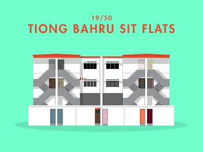 19/50: Tiong Bahru SIT Flats architecture buildings flat design hipster illustration singapore