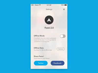 Settings - 007 Daily UI daily ui festival app setting share