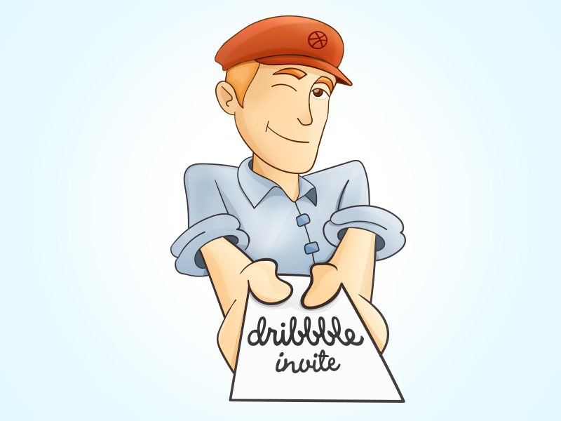Dribbble Invites Giveaway 2d blue cartoon character dribbble guy illustration illustrator invitation invite postman vector