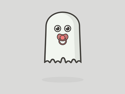 Baby ghost cute flat flying ghost hovering illustration kawaii pacifier