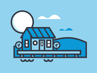 Lake House cabin cloud daily challenge icon lake tree vector water