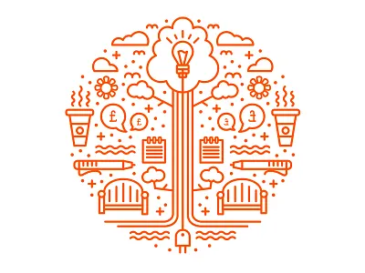 Lifestyle Illustration coffee illustration lifestyle line orange vector wellbeing