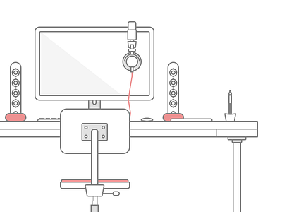 Desk illustration desk illustration lined setup