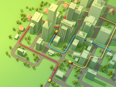 Green City c4d low poly python