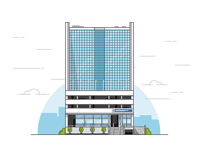 BVC Tower building business flat illustration outline sky tower vector