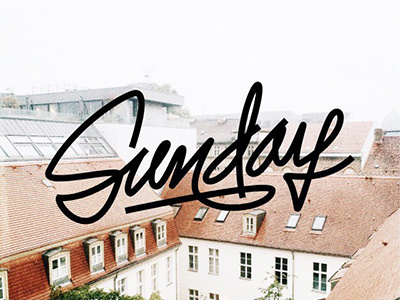 hey!vector tag "Sunday" art hand lettering logo print sketch type