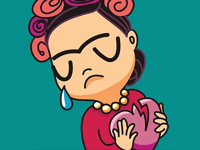 Unbreak my heart! character crying frida heartbreak heartbroken icq illustration illustrator khalo passion sticker vector