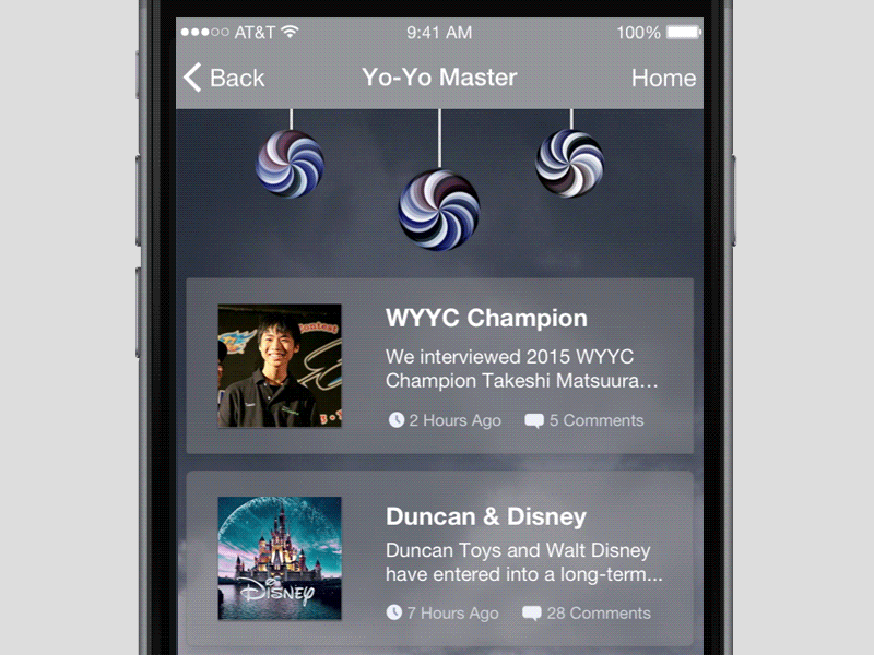Yo Yo Dribbble ios pull to refresh yo yo