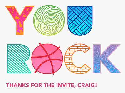 You Rock debut dribbble first shot thank you thanks you rock