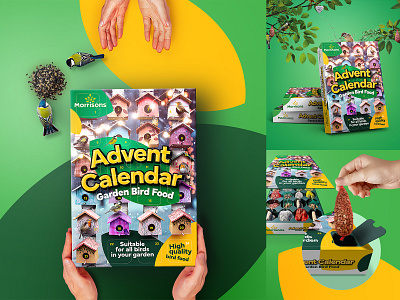 Morrisons Bird Food -Advent Calendar - Look and Feel design. advent calendar baza baza house of seeds bird food birds branding concept design gift graphic design key visual morrison morrison supermarkets package design visual