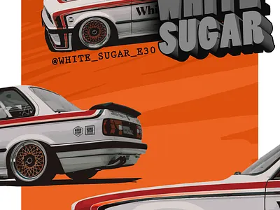 WHITE_SUGAR_E30 Promotional Poster Design 3d typography concept cars graphic design poster design promo typography