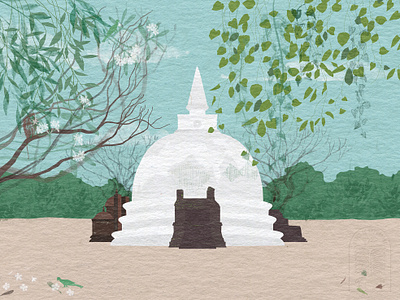 Kiri Vehera of Polonnaruwa concept drawing graphic design illustration poster art simple