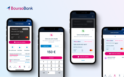 BoursoBank - Virtual credit card application design mobile product ui ux