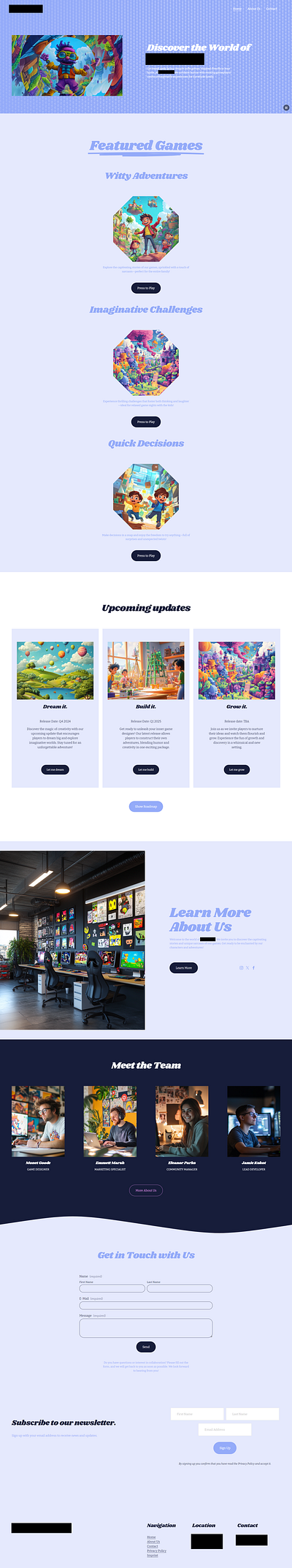 Custom Squarespace Website for a Gaming Company squarespace webdesign