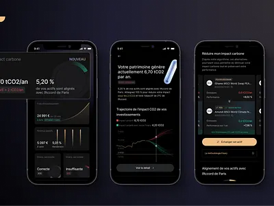 Finary - Sustainability score application design mobile ui ux