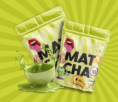 Matcha Tea Packaging Design branding design graphic design illustration label design matcha tea matcha tea packaging packaging packaging design pouch design pouch packaging product label design stand up pouch supplement label supplement label design tea pouch packaging ui