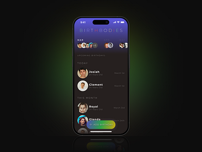 Birthday Reminder App UI 🎉🎂 app design ui