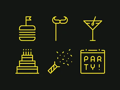 Party! birthday burger icon moustache outline party